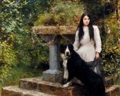 休伯特 冯 赫科默爵士 : A Young Girl And Her Dog